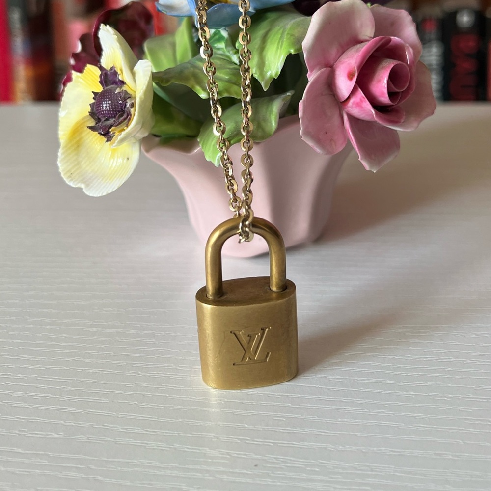 Louis Vuitton Brass Padlock Pendant Necklace - Picture 6 of 9